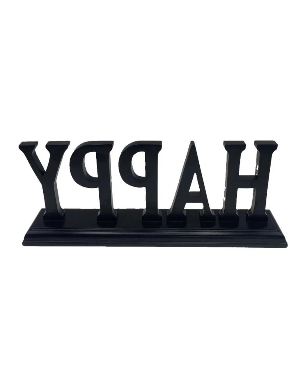 Wood Happy Tabletop Sign Rustic Shelf Mantel Home Decor 13 In Espresso Color